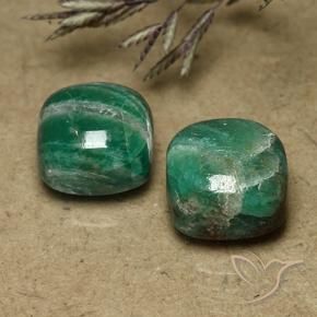 Gemas de Amazonita Verde medio natural de 12.11 ct, Forma Cojín, Opaco