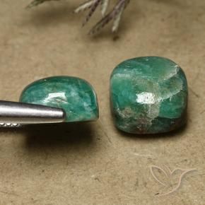 Gemas de Amazonita Verde medio natural de 12.11 ct, Forma Cojín, Opaco