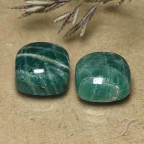 Gemas de Amazonita Verde oscuro medio natural de 10.69 ct, Forma Cojín, Opaco