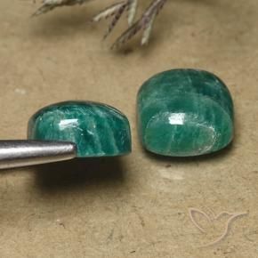 Gemas de Amazonita Verde oscuro medio natural de 10.69 ct, Forma Cojín, Opaco