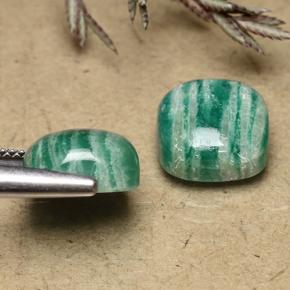 Gemas de amazonita azul verdoso natural de 9,65 ct, corte cojín, opaco