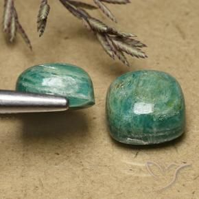Gemas de Amazonita Verde medio natural de 11.34 ct, Forma Cojín, Opaco