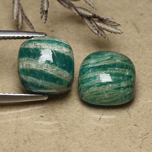11.18ctw Natural Verde pino Amazonita, Forma Cojín, Opaco