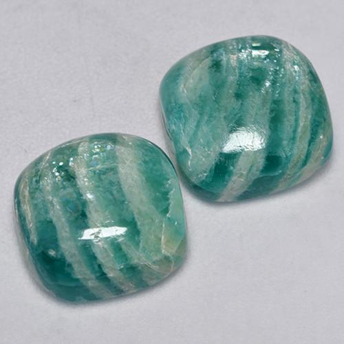 Gemas de Amazonita Verde medio natural de 8.72 ct, Corte Cojín, Opaco