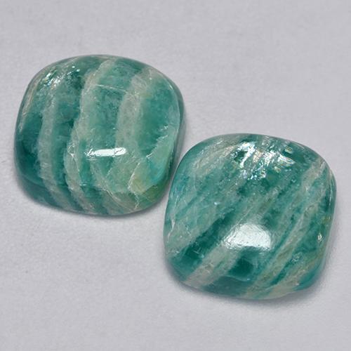 Gemas de Amazonita Verde medio natural de 8.72 ct, Corte Cojín, Opaco
