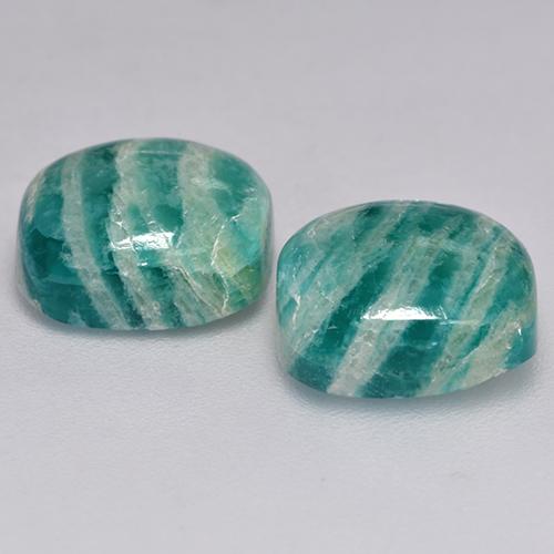 Gemas de Amazonita Verde medio natural de 8.72 ct, Corte Cojín, Opaco