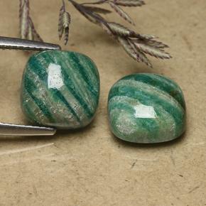 Gemas de Amazonita Verde frío natural de 9.30 ct, Corte Cojín, Opaco