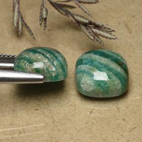 Gemas de Amazonita Verde frío natural de 9.30 ct, Corte Cojín, Opaco