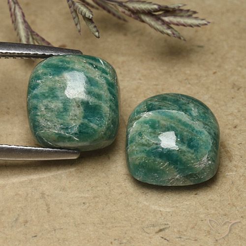 11.45ctw Natural Verde pino Amazonita, Forma Cojín, Opaco
