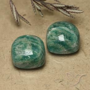 Gemas de Amazonita Verde pino natural de 11.45 ct, Forma Cojín, Opaco