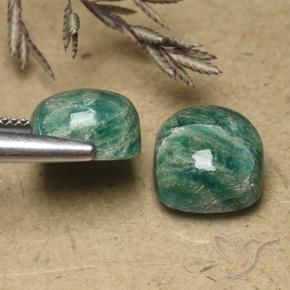 Gemas de Amazonita Verde pino natural de 11.45 ct, Forma Cojín, Opaco