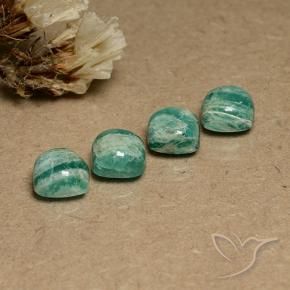 Gemas de Amazonita Verde medio natural de 7.58 ct, Forma Cojín, Opaco