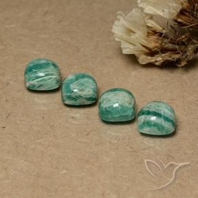 Gemas de Amazonita Verde medio natural de 7.58 ct, Forma Cojín, Opaco