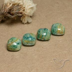 Gemas de Amazonita Verde pino frío natural de 8.36 ct, Forma Cojín, Opaco