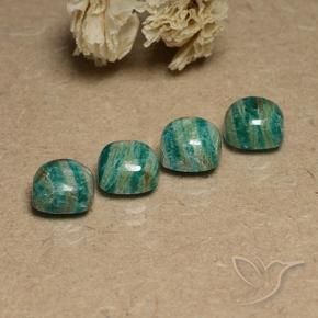 Gemas de Amazonita Verde frío natural de 7.88 ct, Forma Cojín, Opaco