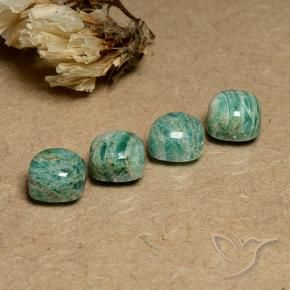 Gemas de Amazonita Verde medio natural de 8.81 ct, Forma Cojín, Opaco
