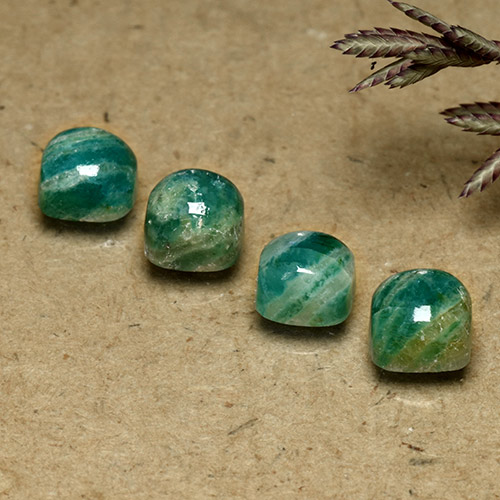 Gemas de amazonita verde oscuro natural de 3,45 ct, corte cojín, opaco
