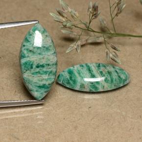 Gemas de amazonita verde frío natural de 12,69 ct, marquesa, opaco