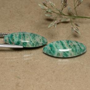 Gemas de amazonita verde frío natural de 12,69 ct, marquesa, opaco