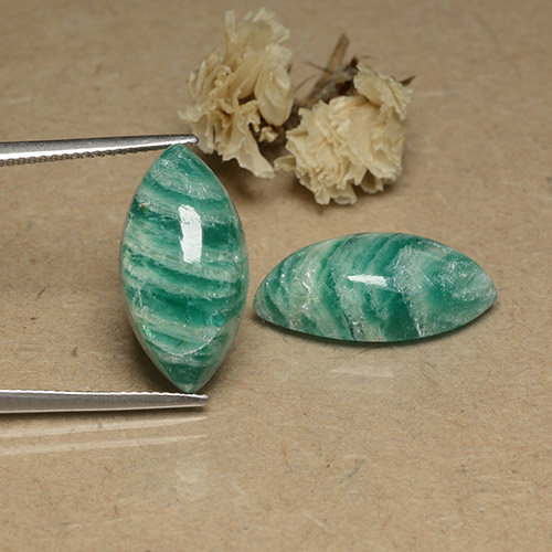 Gemas de Amazonita Verde pino natural de 18.28 ct, Marquesa, Opaco