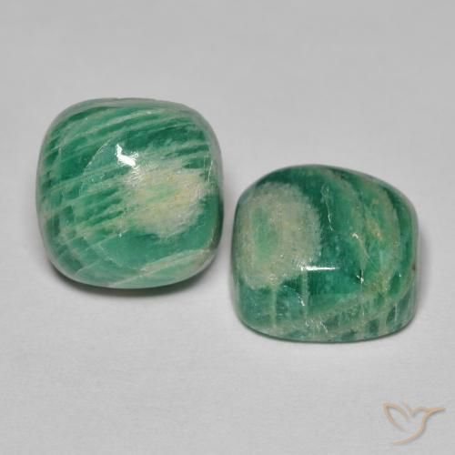 Gemas de Amazonita Verde medio natural de 10.90 ct, Forma Cojín, Opaco