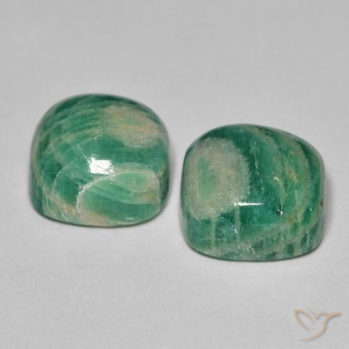 Gemas de Amazonita Verde medio natural de 10.90 ct, Forma Cojín, Opaco