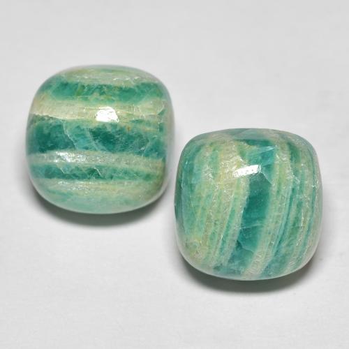 Gemas de amazonita verde medio natural de 11,85 ct, corte cojín, opaco