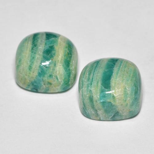Gemas de amazonita verde medio natural de 11,85 ct, corte cojín, opaco