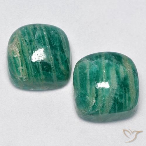Gemas de amazonita verde natural de 11,90 ct, corte cojín, opaco