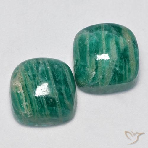 Gemas de amazonita verde natural de 11,90 ct, corte cojín, opaco