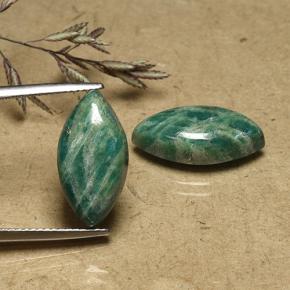 Gemas de Amazonita Verde frío natural de 12.58 ct, Marquesa, Opaco