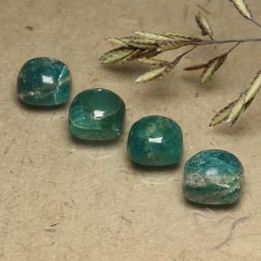 Gemas de Amazonita Verde frío natural de 7.62 ct, Forma Cojín, Opaco