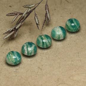 Gemas de Amazonita Verde pino natural de 4.65 ct, Corte Redondo, Opaco