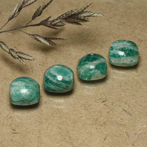 Gemas de Amazonita Verde frío natural de 7.14 ct, Forma Cojín, Opaco