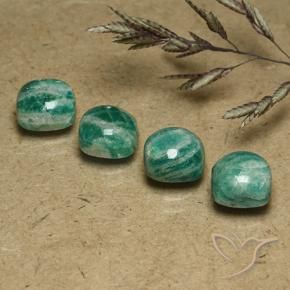 Gemas de Amazonita Verde frío natural de 7.14 ct, Forma Cojín, Opaco