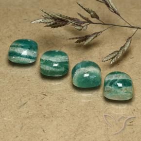Gemas de Amazonita Verde pino natural de 7.03 ct, Forma Cojín, Opaco