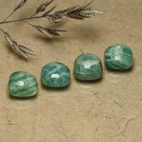 Gemas de Amazonita Verde pino frío natural de 6.36 ct, Forma Cojín, Opaco