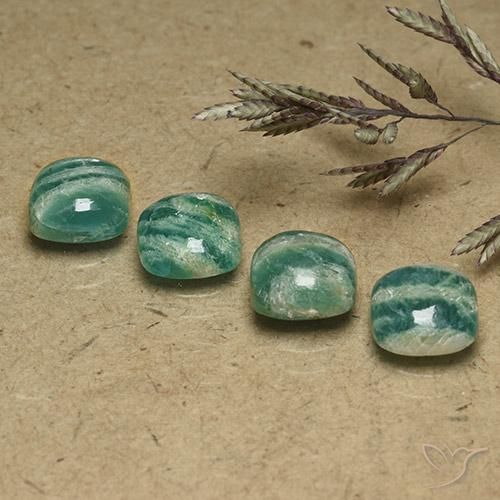 Gemas de Amazonita Verde frío natural de 5.92 ct, Forma Cojín, Opaco