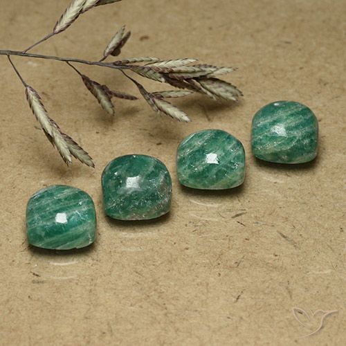 7.37ctw Natural Verde pino Amazonita, Forma Cojín, Opaco