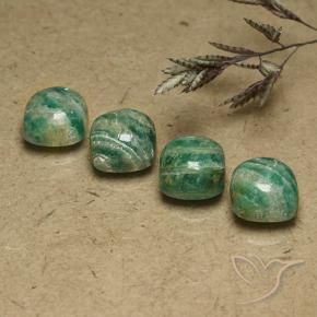 Gemas de Amazonita Verde oscuro medio natural de 8.10 ct, Forma Cojín, Opaco