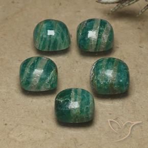 Gemas de Amazonita Verde pino natural de 9.24 ct, Forma Cojín, Opaco