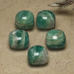 Gemas de Amazonita Verde frío natural de 10.90 ct, Forma Cojín, Opaco