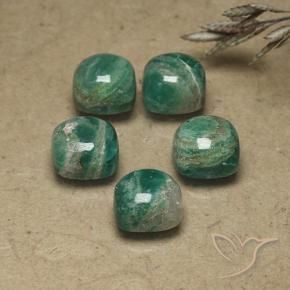 Gemas de Amazonita Verde frío natural de 10.90 ct, Forma Cojín, Opaco