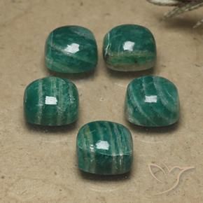 Gemas de Amazonita Verde frío natural de 9.44 ct, Forma Cojín, Opaco