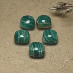 Gemas de Amazonita Verde frío natural de 9.44 ct, Forma Cojín, Opaco