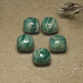 Gemas de Amazonita Verde frío natural de 11.02 ct, Forma Cojín, Opaco