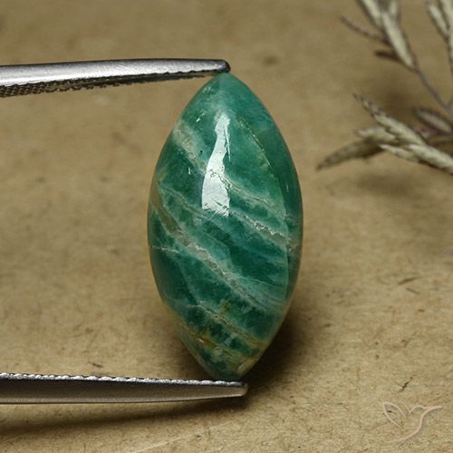 6.82ct Natural Verde pino Amazonita, Marquesa, Opaco