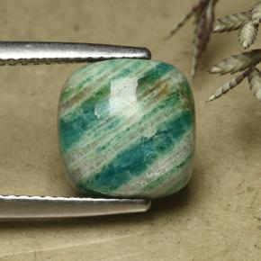 Amazonita verde pino natural de 3,95 ct, corte cojín, opaco