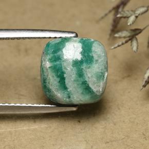 Amazonita verde frío natural de 5,96 ct, corte cojín, opaco