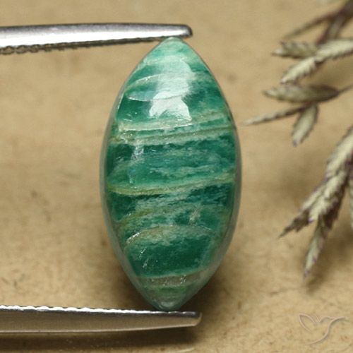 Amazonita Verde pino natural de 6.10 ct, Marquesa, Opaco